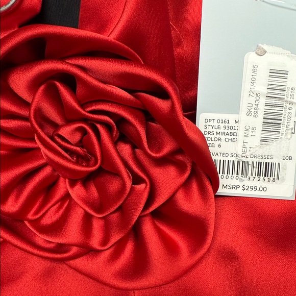 NWT Antonio Melani Mirabella Satin Rosette Applique V-Neck Dress - Picture 10 of 10